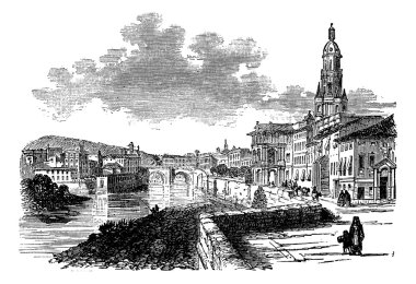 City of Murcia, Spain, vintage engraving clipart