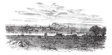 Newhaven in East Sussex, England, UK, vintage engraved illustrat clipart