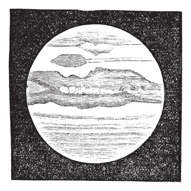 Planet Jupiter as viewed through a Telescope, vintage engraving clipart