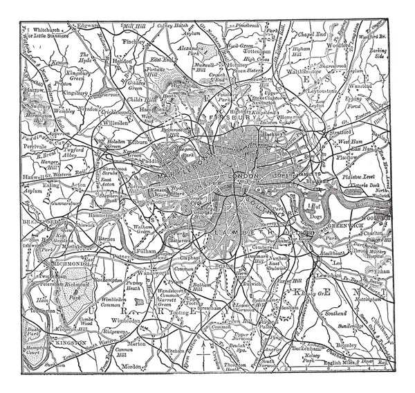 Лондон и его окрестности винтажная гравировка — стоковый вектор