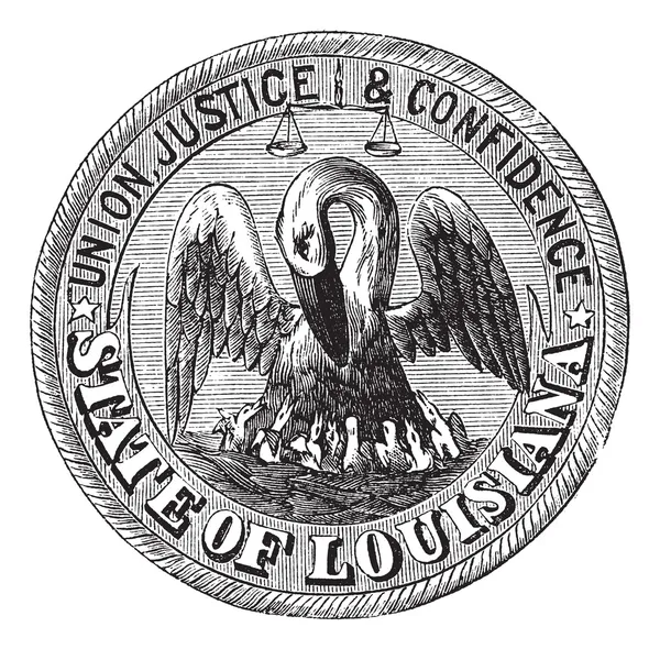 Великая печать штата Луизиана Винтажная гравировка США — стоковый вектор