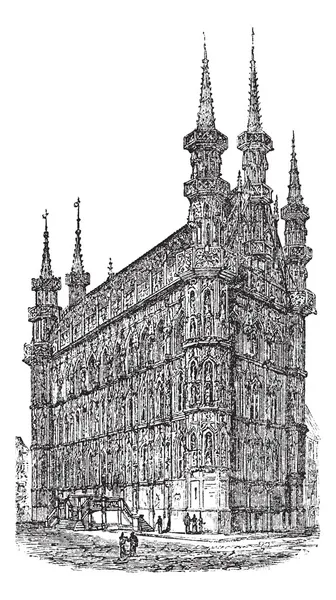 大会堂的鲁汶比利时复古雕刻 — 图库矢量图片