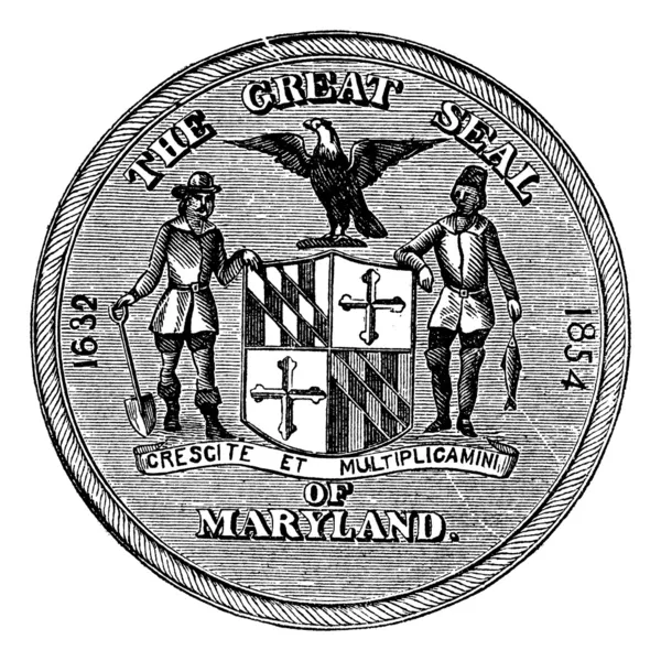 Great Seal of the State of Maryland, États-Unis, vintage engr — Image vectorielle