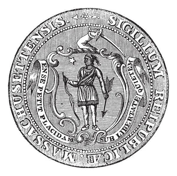 Grand sceau du Commonwealth du Massachusetts ou sceau de t — Image vectorielle