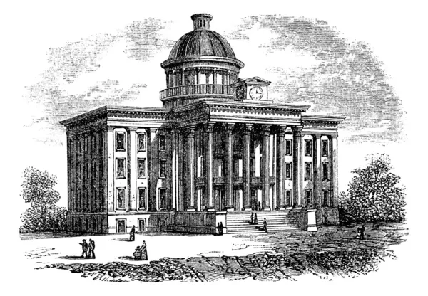 Alabama State Capitol Building, United States, vintage engraving — Stock Vector