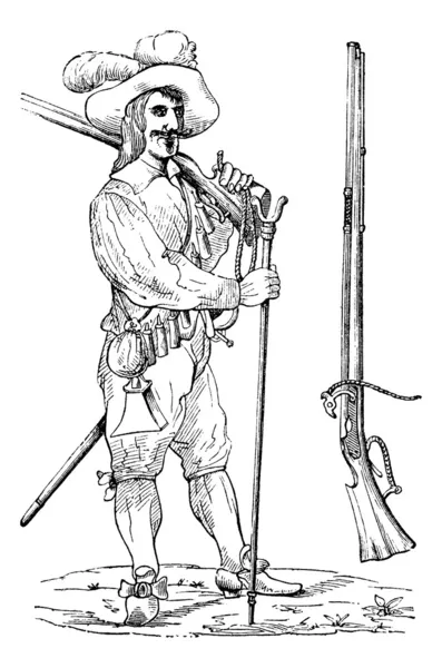 Silahşör onun f on altıncı ve on yedinci yüzyıl — Stok Vektör