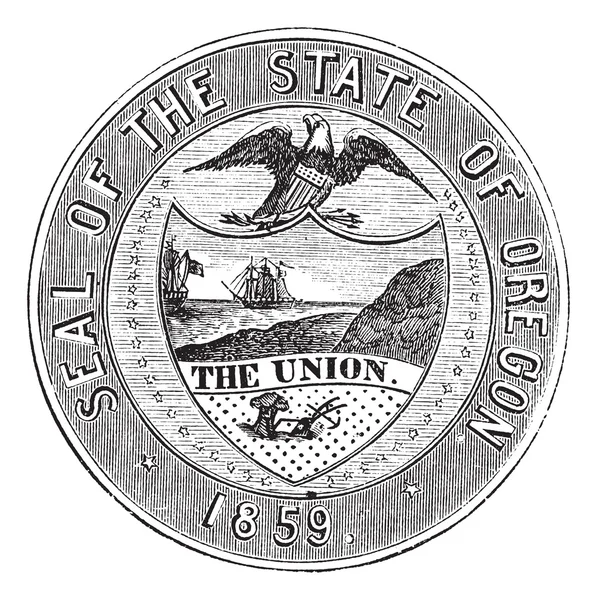 Печать штата Орегон, винтажная гравировка — стоковый вектор
