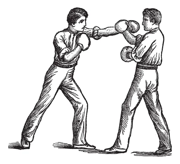 2 つのボクサーはボクシングのヴィンテージの彫刻 — ストックベクタ