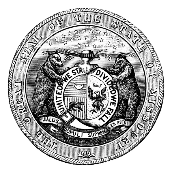 Siegel des Bundesstaates Missouri, Vintage-Gravur — Stockvektor