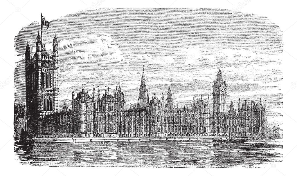 Palace of Westminster or Houses of Parliament in London England
