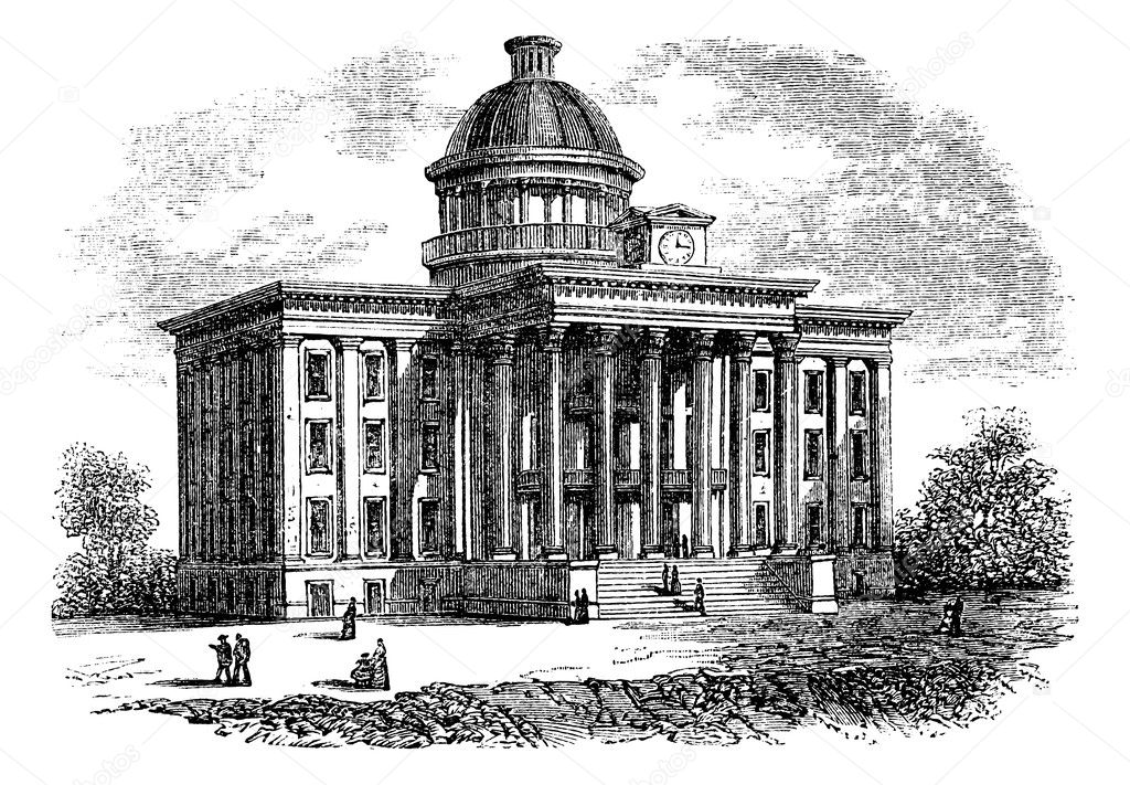 Alabama State Capitol Building, United States, vintage engraving