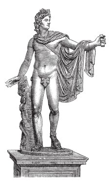 Apollo Belvedere or Apollo of the Belvedere in Vatican City vint clipart