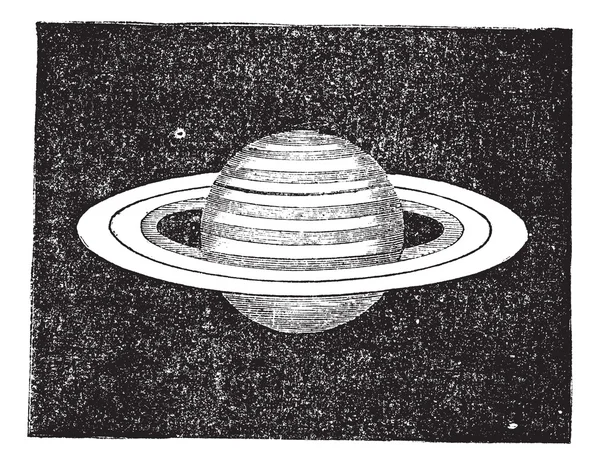 Saturn with its Rings vintage engraving — Stock Vector