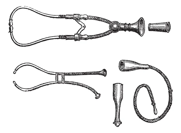 Stetoscopi incisione vintage — Vettoriale Stock