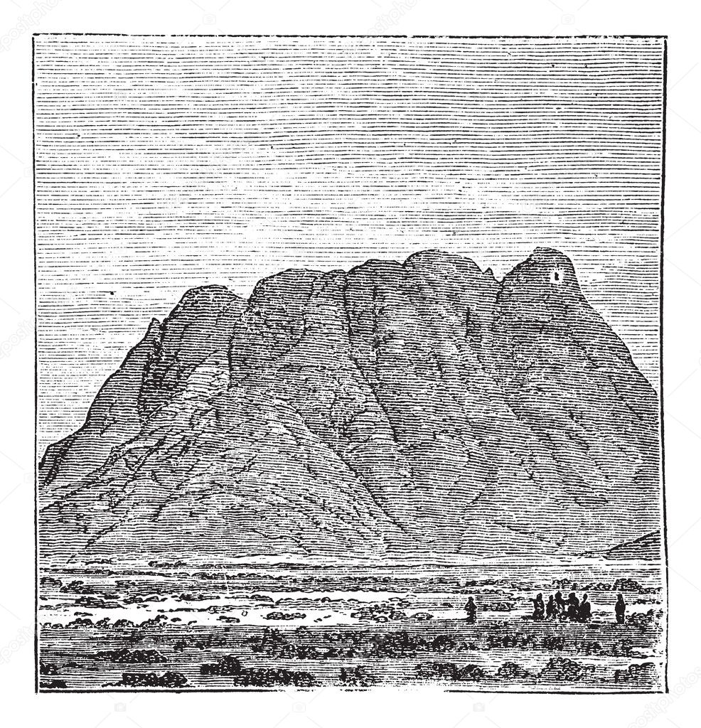 Mount Sinai or Mount Horeb in Sinai Peninsula Egypt vintage engr