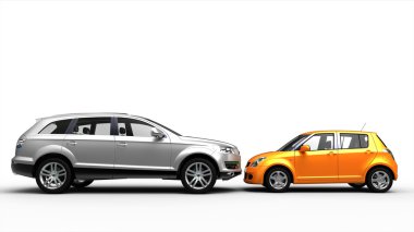 SUV vs small city car clipart