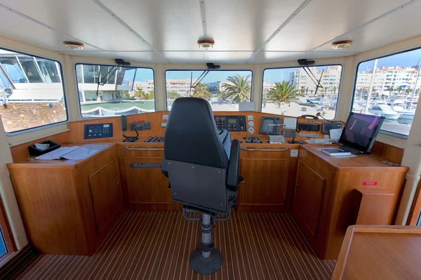 Båt cockpit Stockfoto