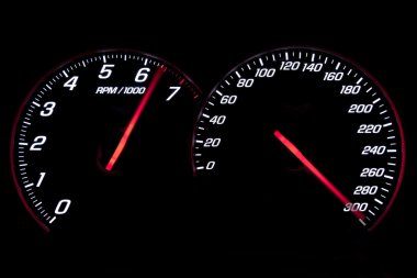 Speedometer and revcounter reaching the limit clipart