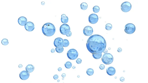 3D renderização de bolhas de água azul — Fotografia de Stock