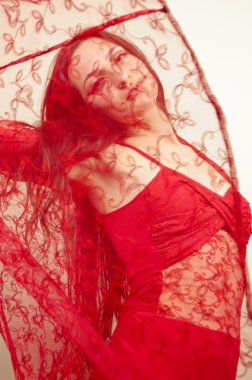 Sexy Girl Dancing in a Red Dress