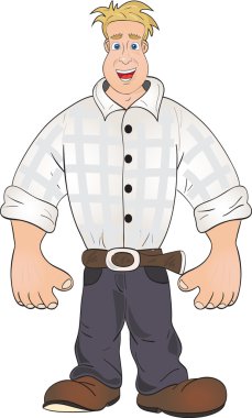 Vector illustration of cartoon smiling man (worker) clipart