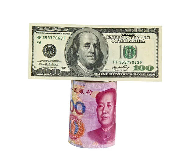 Валюта США и Китая — стоковое фото