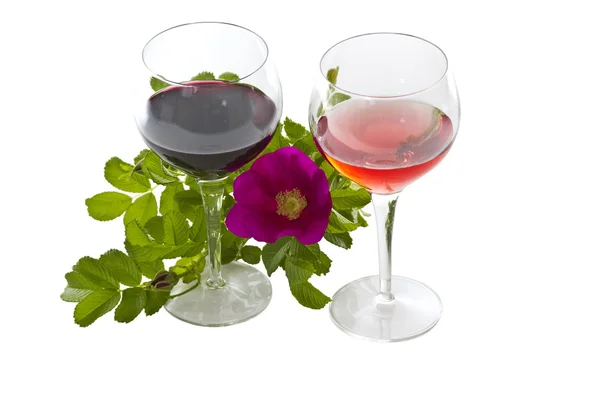 Wina i róż — Zdjęcie stockowe