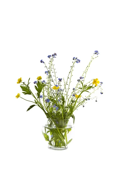 Wild Flowers in Glass Vase — Stock Photo, Image