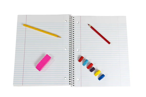 Spiral notepad with supplies — Stock Photo, Image