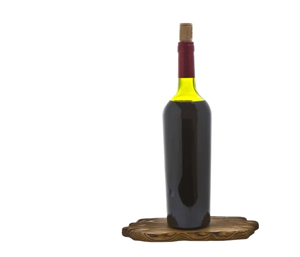 Ahşap üzerine kırmızı şarap şişesi — Stok fotoğraf
