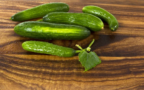 Komkommers op hout — Stockfoto