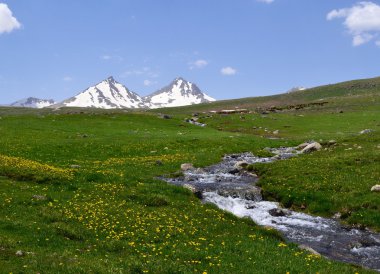 Mountain landscape with river clipart