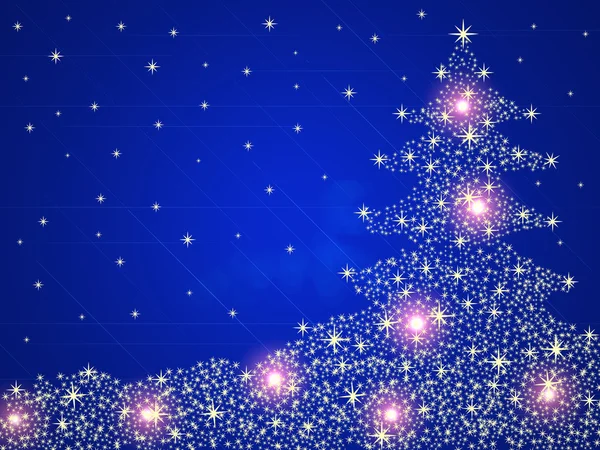 Julgran bakgrund med stjärnor och ljus — Stockfoto