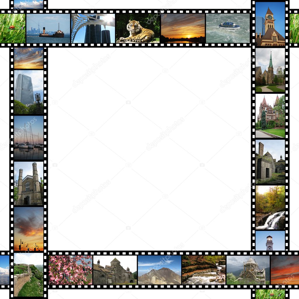 Frame with travel images films
