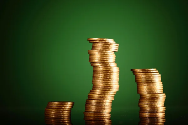 Coins on green — Stock Photo, Image