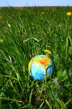 Globe in grass clipart