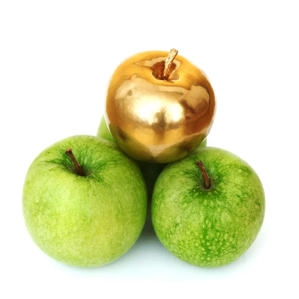 Ouro e maçãs verdes — Fotografia de Stock