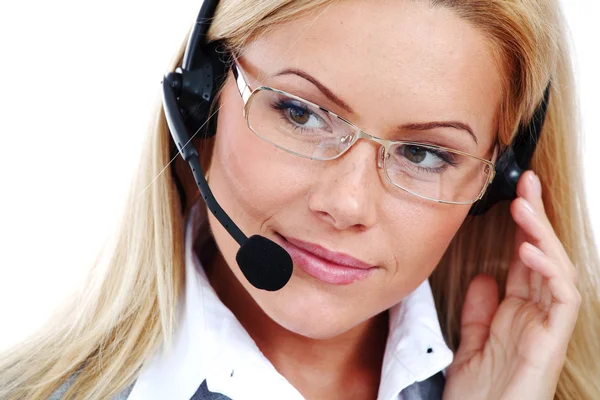 Woman call with headset — Stock Photo, Image