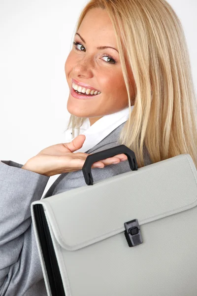 Business woman with case — Stock Photo, Image