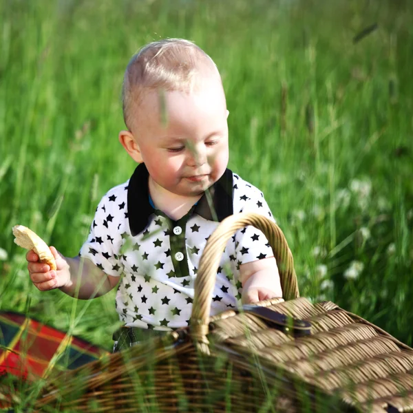 Хлопчик на пікнік — стокове фото