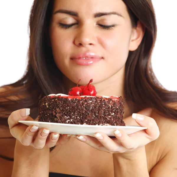 Woman and cake — Stock Photo, Image