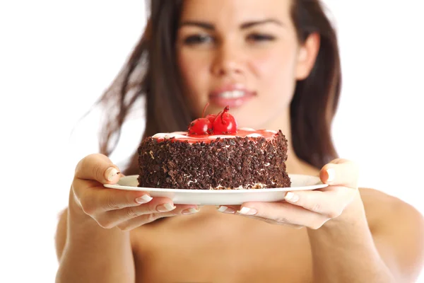 Nő, és a torta — Stock Fotó