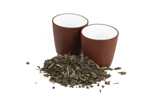 Зеленая чашка чая изолированы — стоковое фото