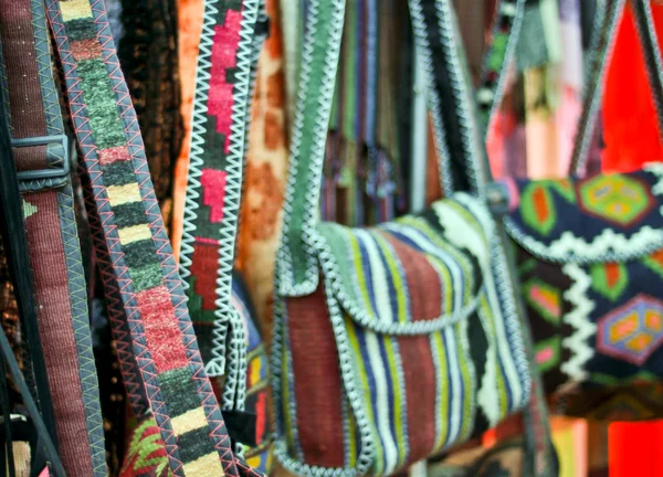 Handmade genuine ethnic bags made of cloth — Stock Photo, Image