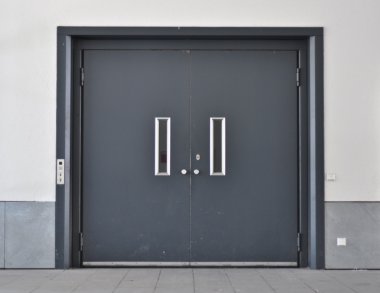 Dark gray double metal door clipart