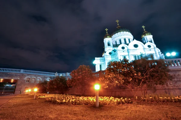 Mesih saviour Katedrali, gece. Moskova. Rusya — Stok fotoğraf