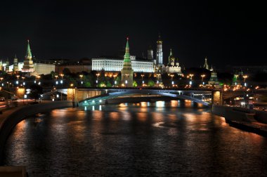 Night view to the Moscow Kremlin from the Patriarchal bridge. Moscow. Russi clipart