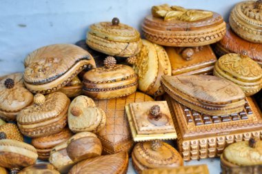 The handmade traditional national Armenian wooden caskets clipart