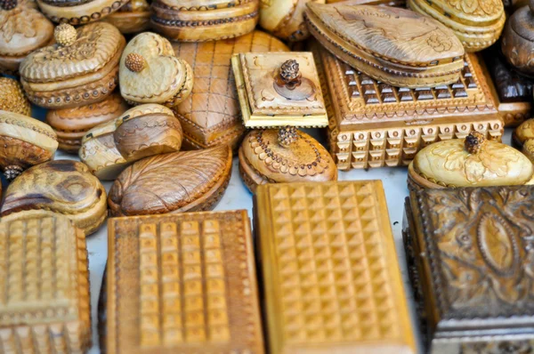 De handgemaakte traditionele nationale Armeense houten kisten — Stockfoto
