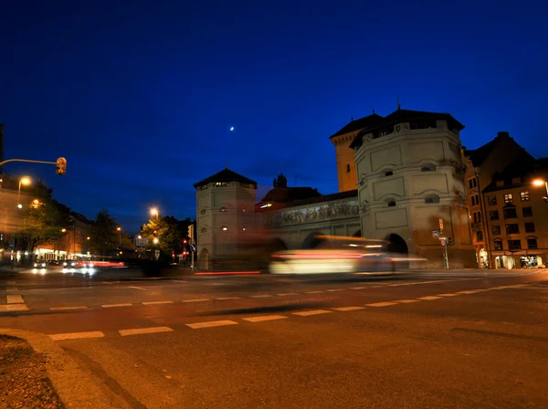 The night view to the crossroads Munich, Germany.JPG — Stock Photo, Image